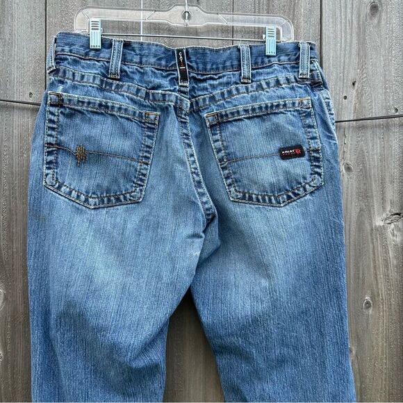 Ariat FR Relaxed Boot Cut Ripped Raw Hem Distressed  Jeans Men Sz 34 X 34 - Picture 5 of 11